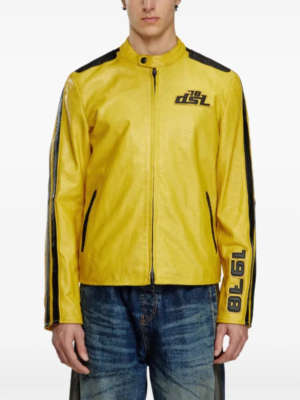 DIESEL イエロー革ジャケット Diesel Pop Leather Jacket | Yellow | FARFETCH
