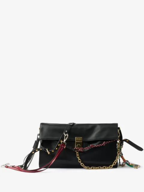 Prada soft sound large leather shoulder bag with charms