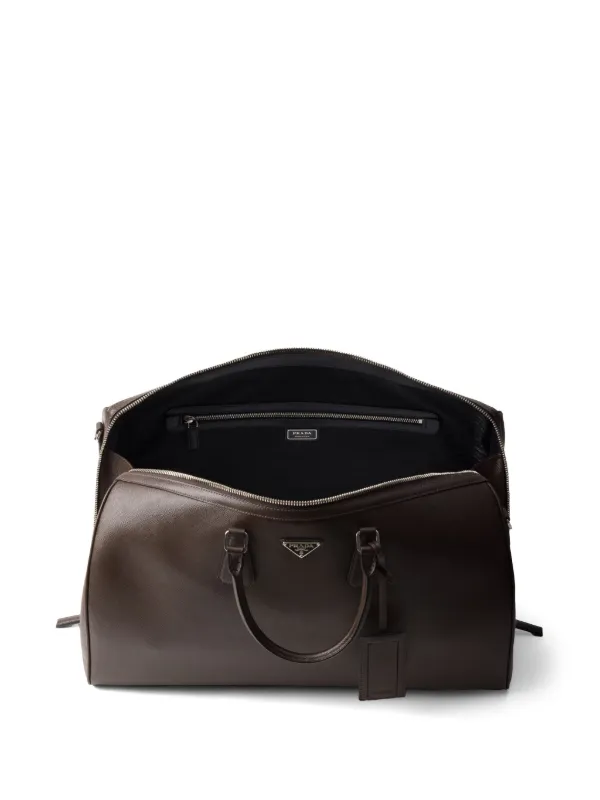 Prada Saffiano leather duffle bag unisex Calf Leather OS Brown