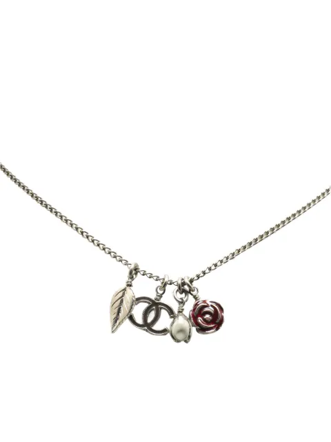 CHANEL Pre-Owned 2005 Silver Plated CC Camellia Charms costume necklace