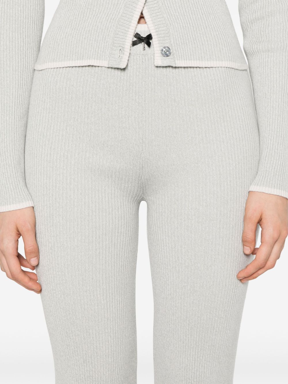 Shop Rotate Birger Christensen Ribbed Flared Leggings In Grey