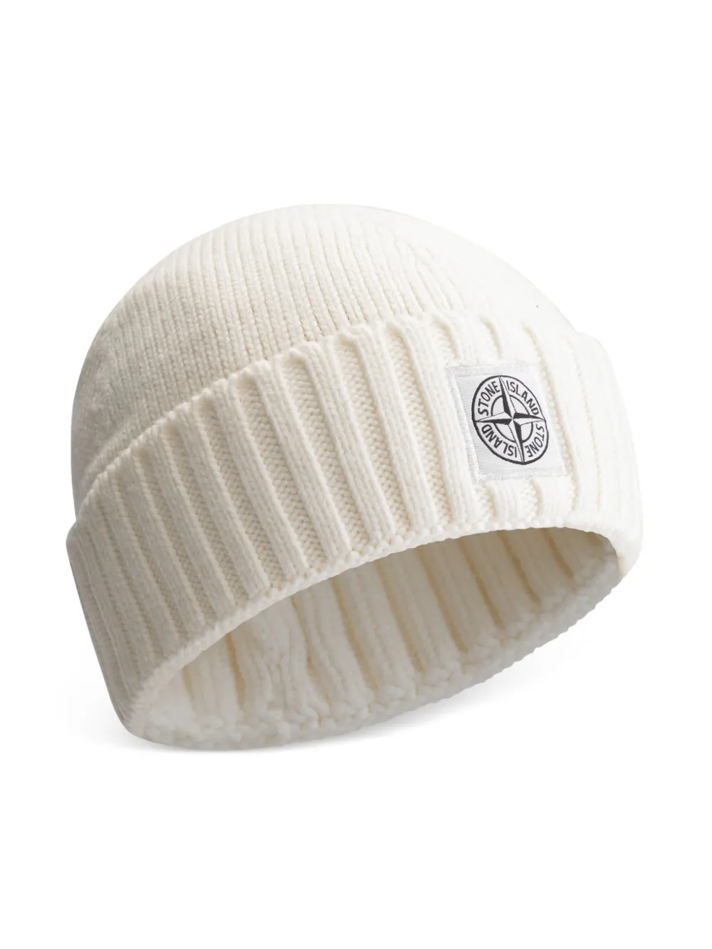Stone Island Junior Compass-appliqué beanie - White