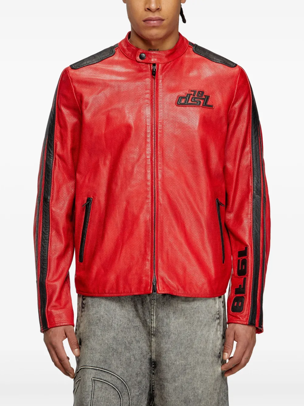 Diesel Pop Leather Jacket In Neutrals