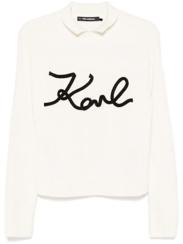 Karl Lagerfeld Soutache Karl Signature Sweater White FARFETCH TR