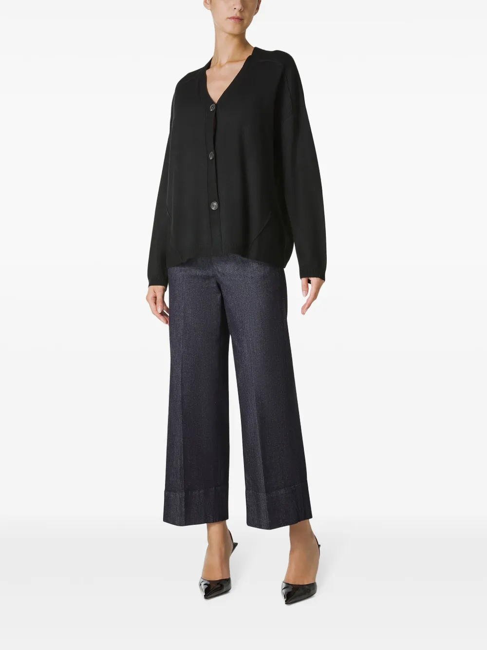 Marina Rinaldi V-neck cardigan - Zwart