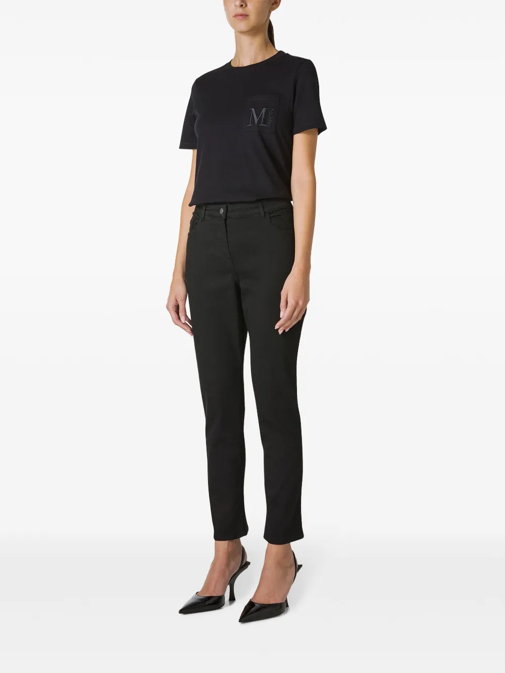 Marina Rinaldi button-fastening tapered trousers - Zwart