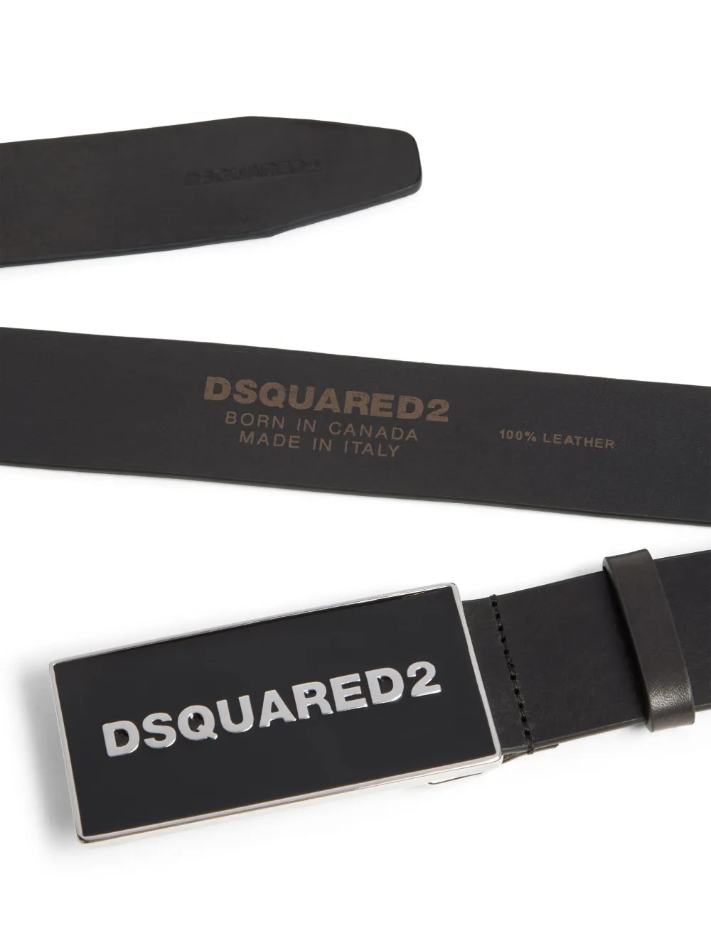 DSQUARED2 Leren riem met logoplakkaat - Zwart