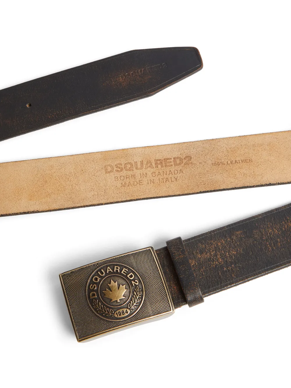 DSQUARED2 Leren riem met logoplakkaat - Bruin