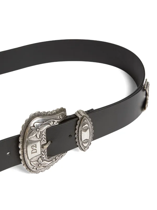 DSQUARED2 バックル レザーベルト | ブラック | FARFETCH JP
