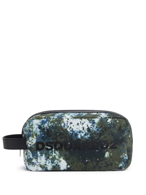DSQUARED2 paint splatter-print wash bag