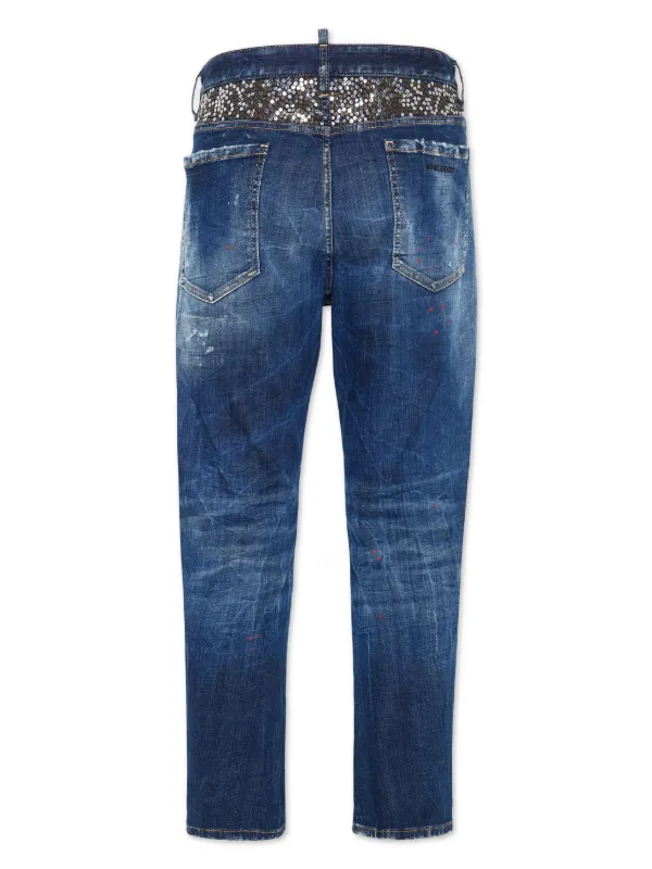 DSQUARED2 ダークブルー ストレートデニム DSQUARED2 Distressed straight-leg Jeans | Blue | FARFETCH