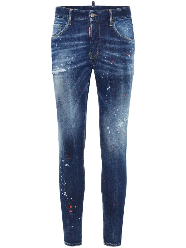 DSQUARED2 Distressed stretch-cotton Slim Jeans Blue FARFETCH IN
