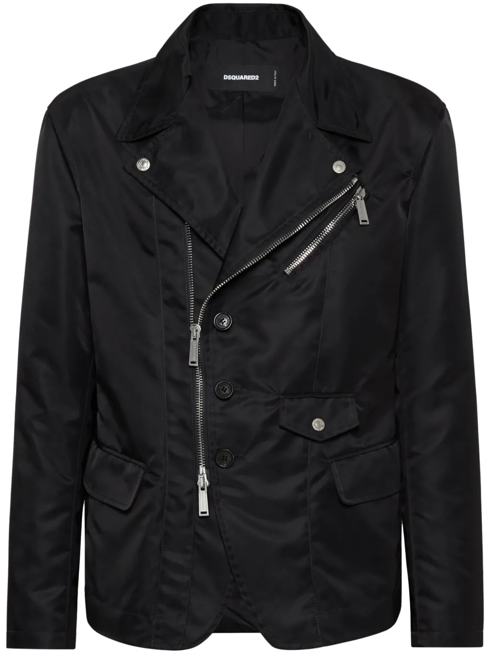 代引き手数料無料 DSQUARED2 サテン JP FARFETCH | ブラック | ライダースジャケット ジャケット・アウター