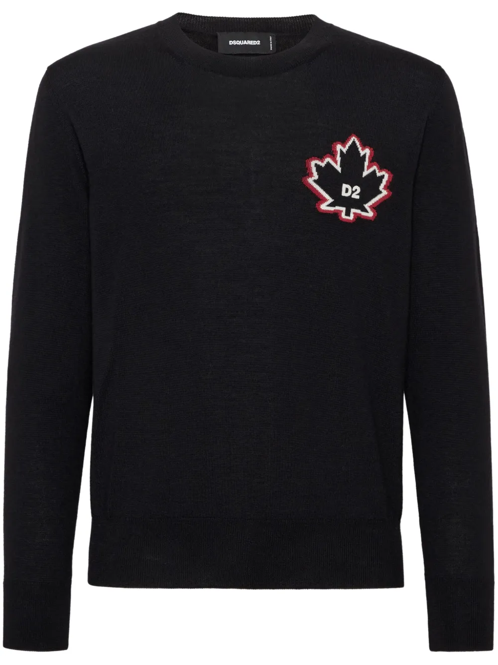 DSQUARED2 Pullover mit D2 Leaf-Intarsie | Schwarz | Image 1