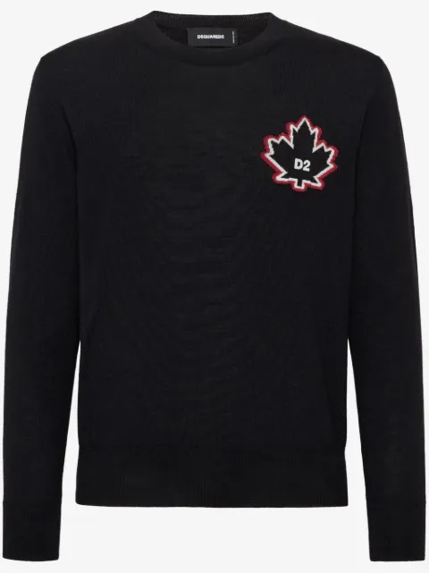 DSQUARED2 D2 Leaf-intarsia jumper