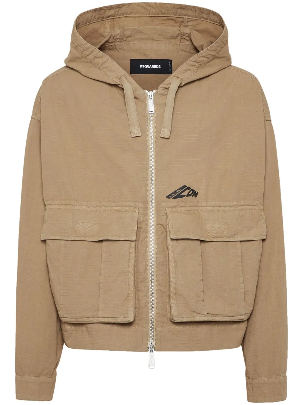 DSQUARED2 logo-print hooded jacket – Neutrals