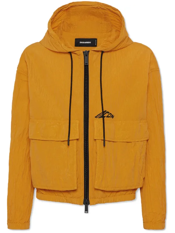 DSQUARED2 logo-print Hooded Jacket Yellow FARFETCH IN