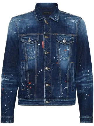 DSQUARED2 ペイント デニムジャケット | ブルー | FARFETCH JP
