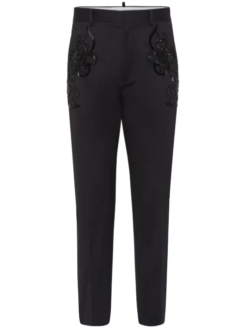Pantalon fuselé à appliques fleurs - DSQUARED2 - Modalova