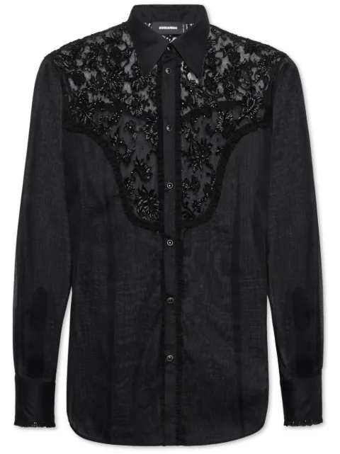 DSQUARED2 lace-panelled shirt