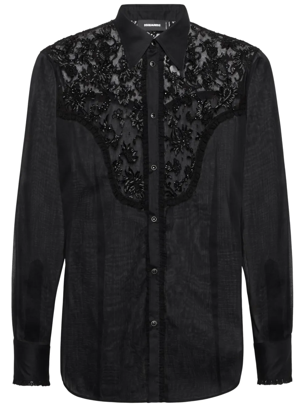 DSQUARED2 lace-panelled shirt | Black | Image 1