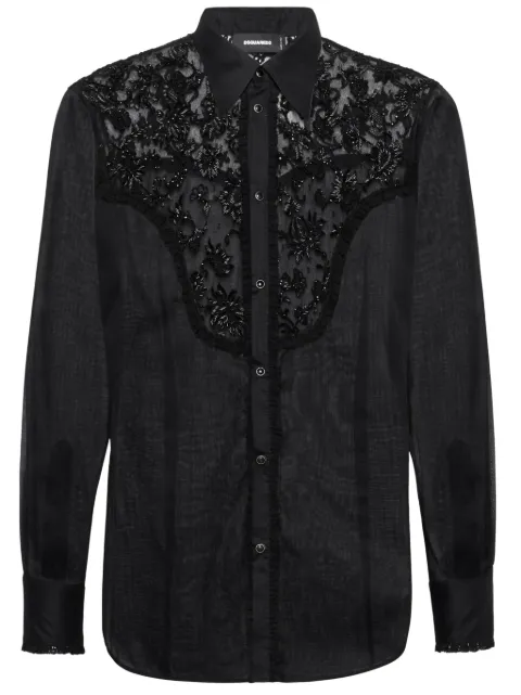 DSQUARED2 lace-panelled shirt