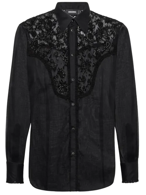 Chemise à empiècements en dentelle - DSQUARED2 - Modalova