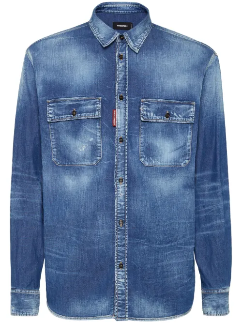 Chemise en jean à effet délavé - DSQUARED2 - Modalova
