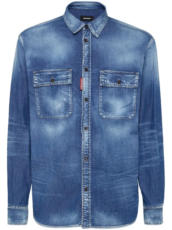DSQUARED2 ダークウォッシュ デニムシャツ | ブルー | FARFETCH JP