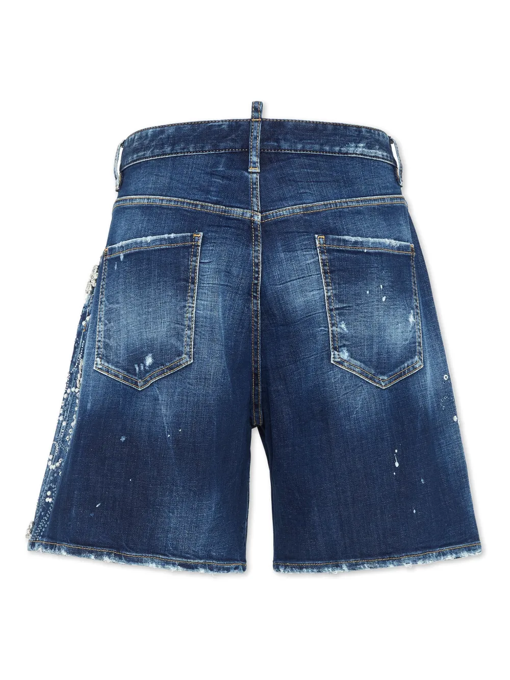 DSQUARED2 Denim shorts verfraaid met stras - Blauw