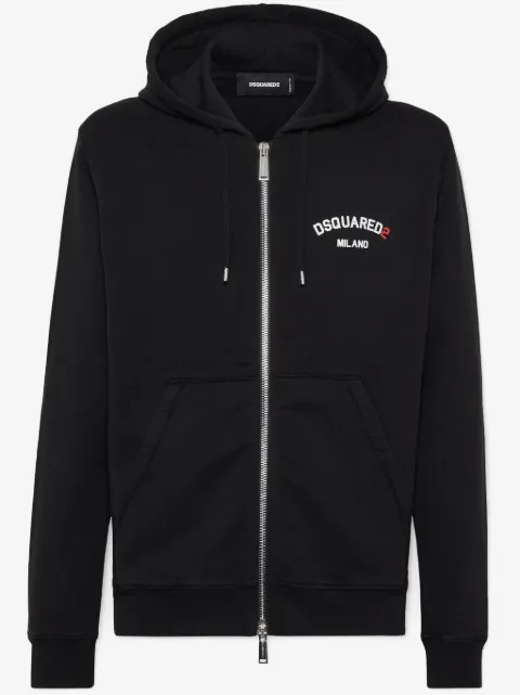 DSQUARED2 hoodie zippé à logo imprimé