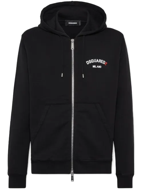 Hoodie zippé à logo imprimé - DSQUARED2 - Modalova