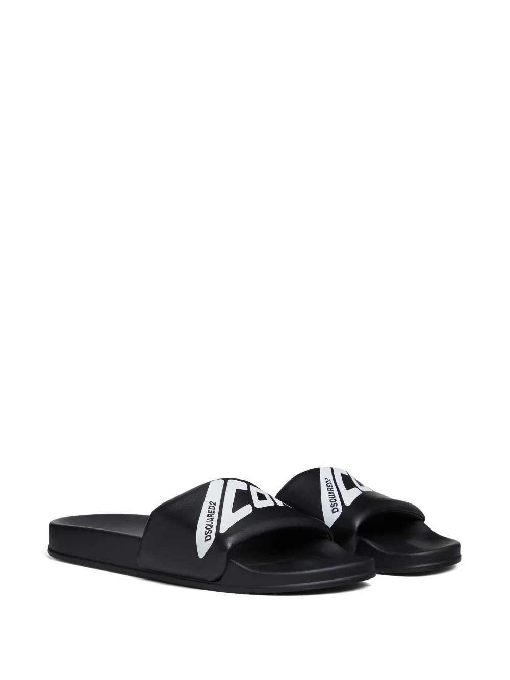 DSQUARED2 Slippers met logoprint - Zwart