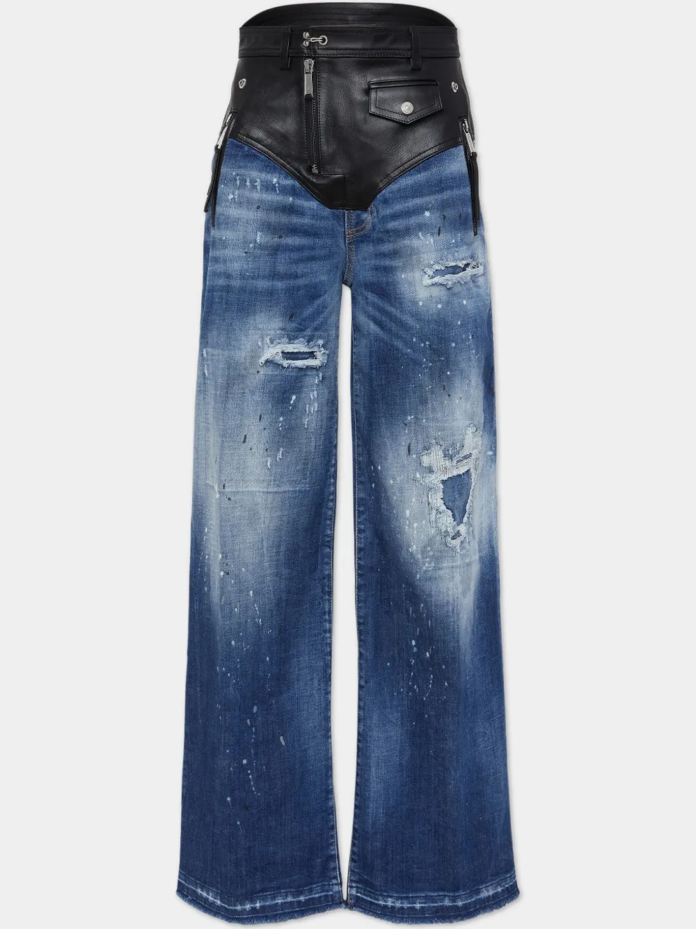 Dsquared2 Panelled Wide-leg Jeans In Blue