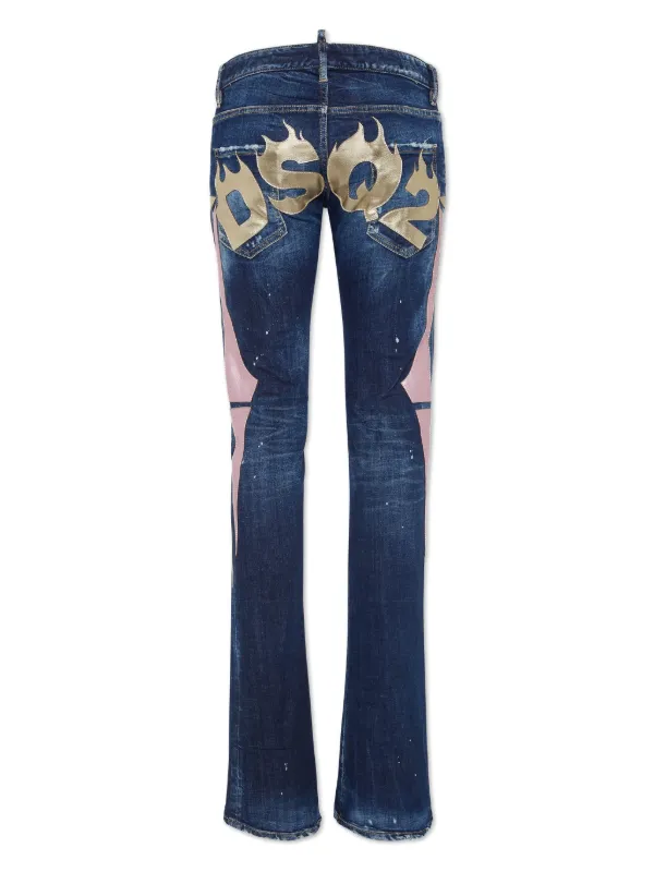 パンツ DSQUARED2 Faith Flared Denim DSQUARED2 metallic-detailing Flared Jeans | Blue | FARFETCH
