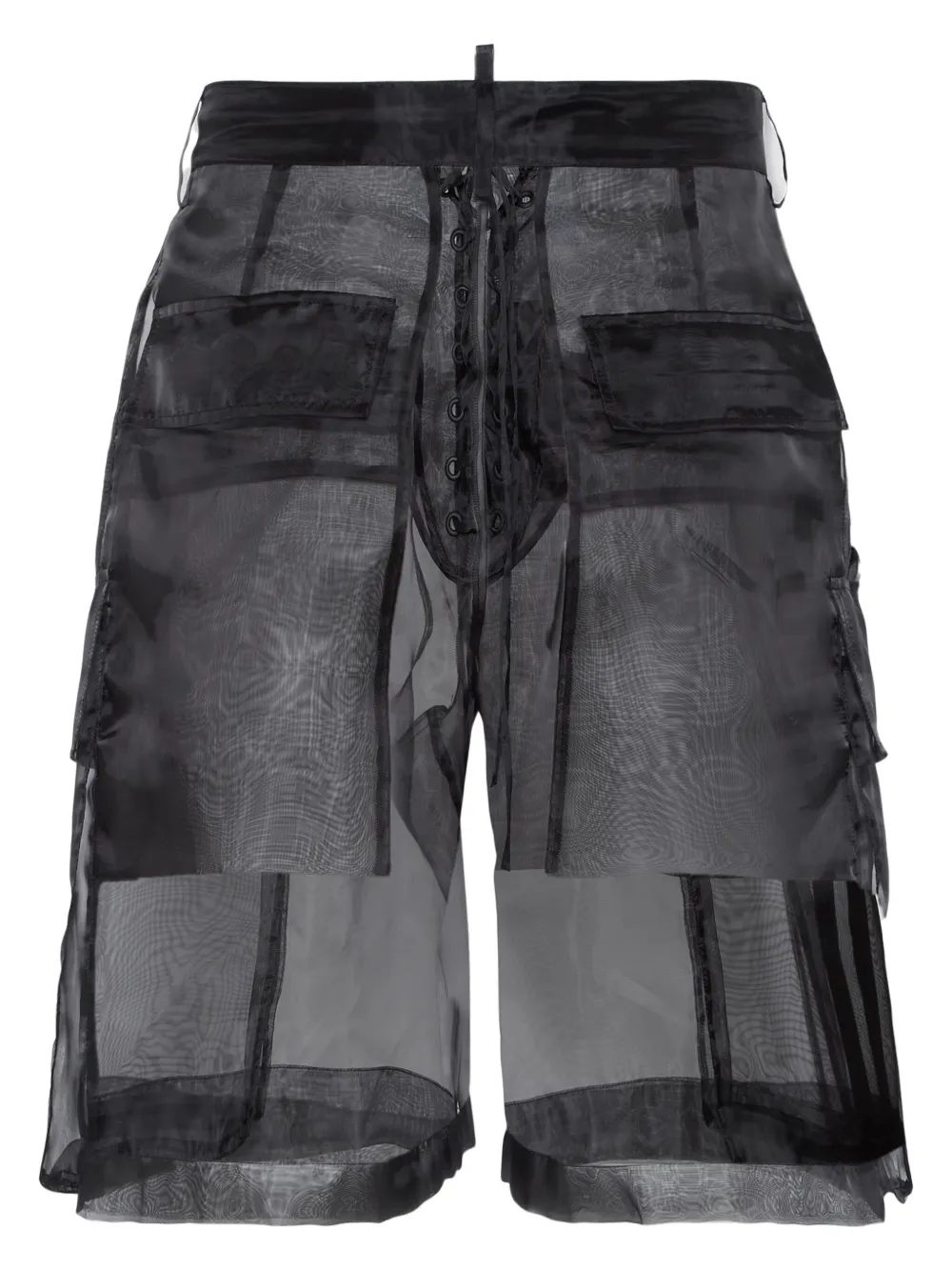DSQUARED2 Semi-doorzichtige cargo shorts - Zwart