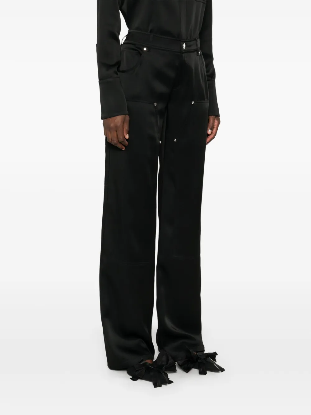 Blumarine Satin Trousers In Black