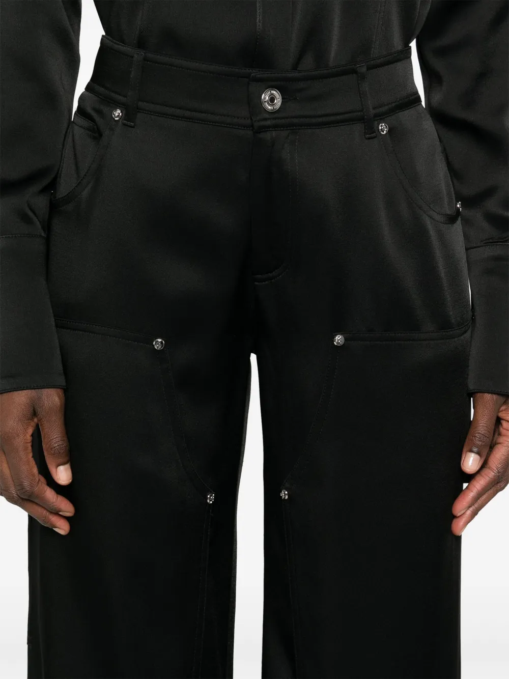 Blumarine Satin Trousers In Black