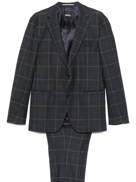 BOSS checked stretch-wool suit