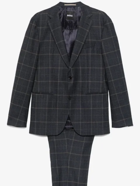 BOSS checked stretch-wool suit