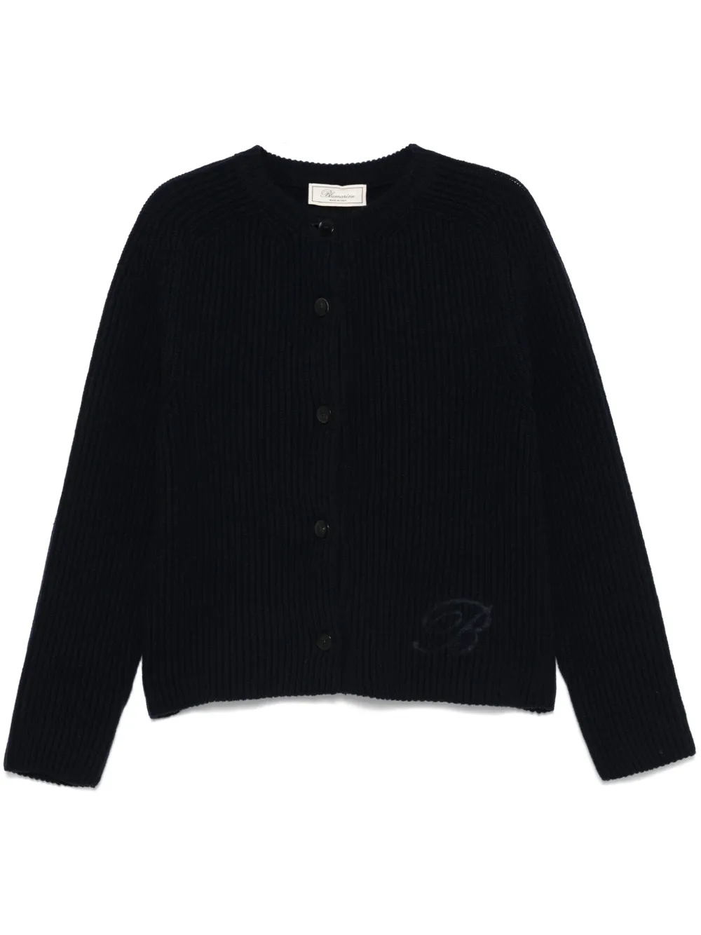 Blumarine logo-patch cardigan - Blue