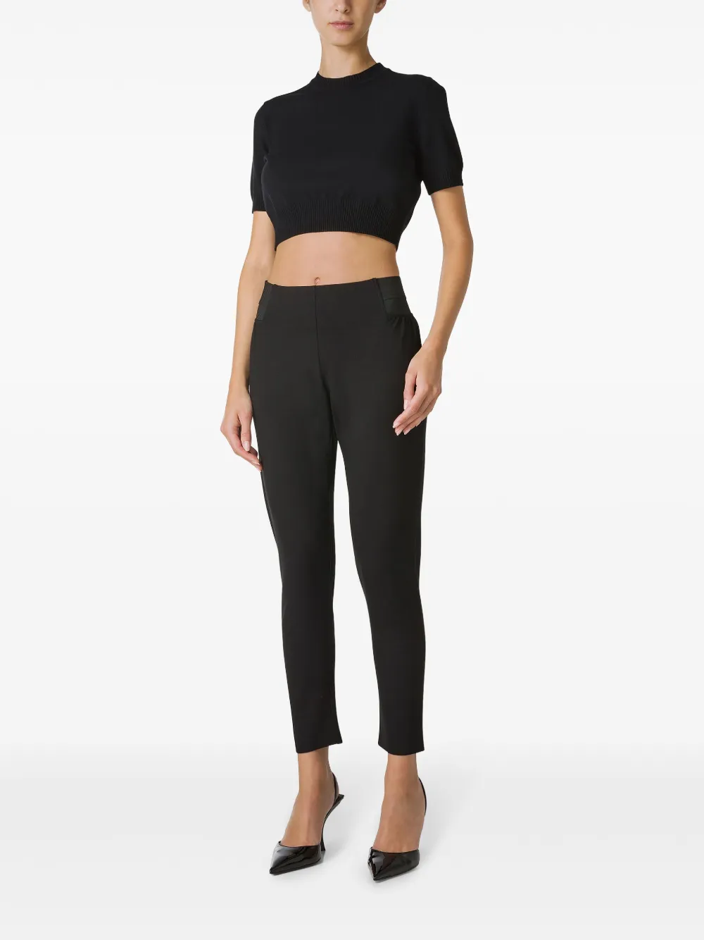 Marina Rinaldi elasticated-waistband tapered trousers - Zwart