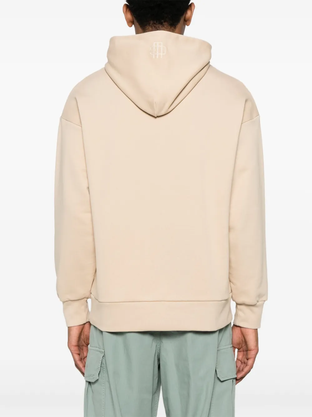 Garment workshop Gelaagde hoodie met geborduurd logo Beige