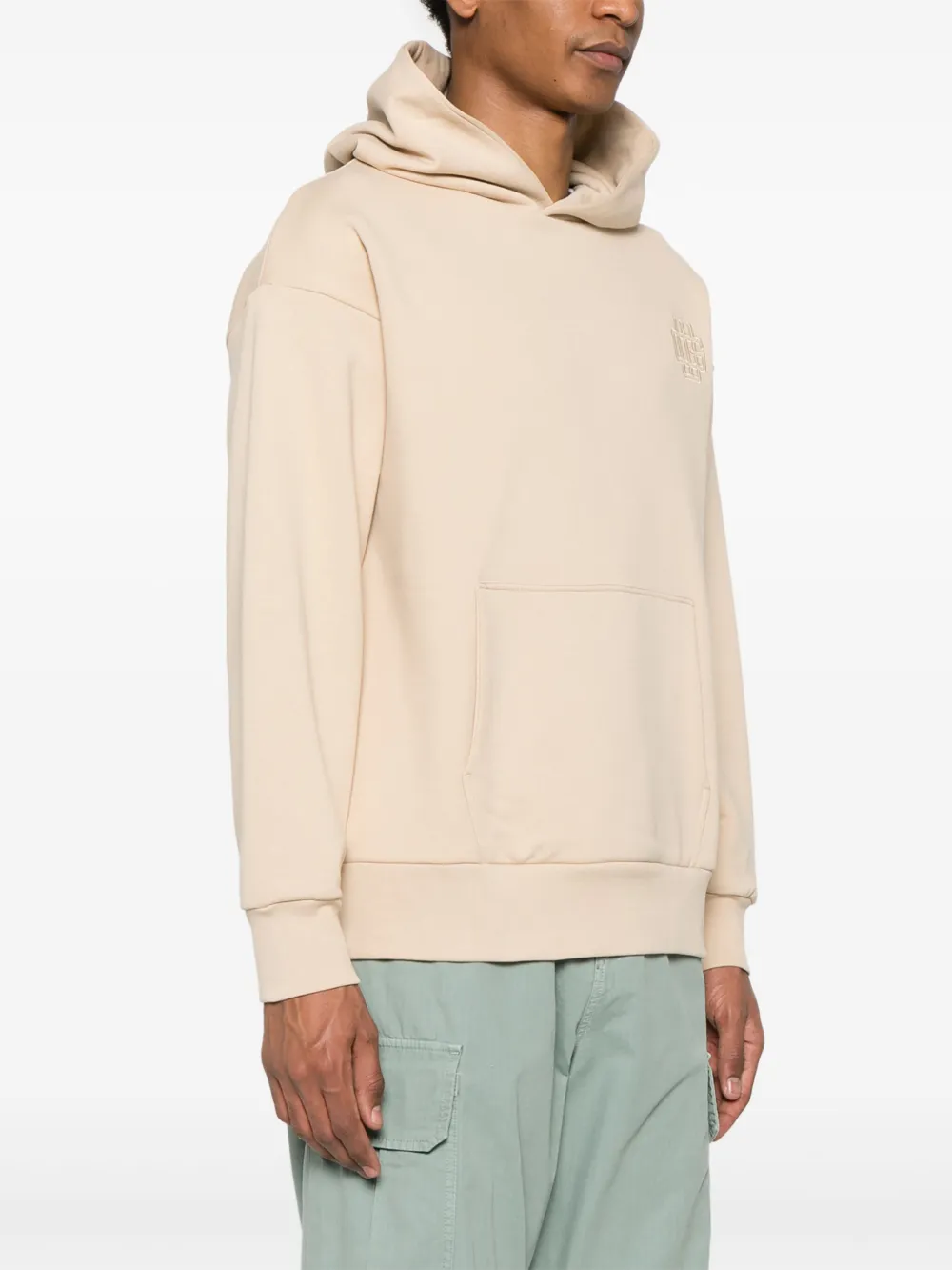 Garment workshop Gelaagde hoodie met geborduurd logo Beige