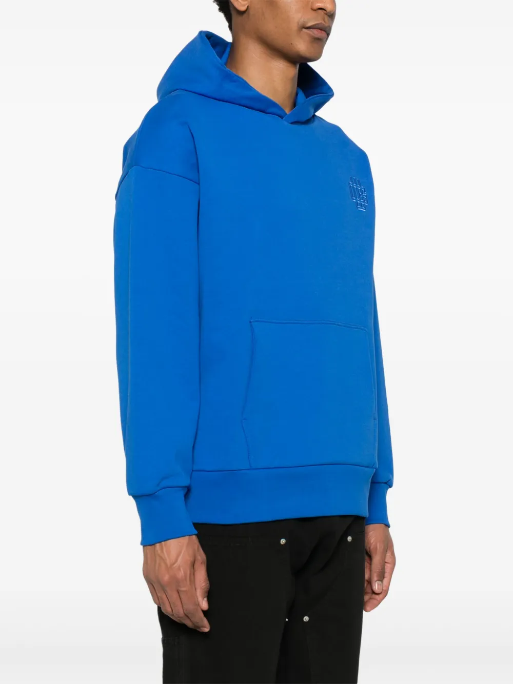 Garment workshop Gelaagde hoodie met geborduurd logo Blauw