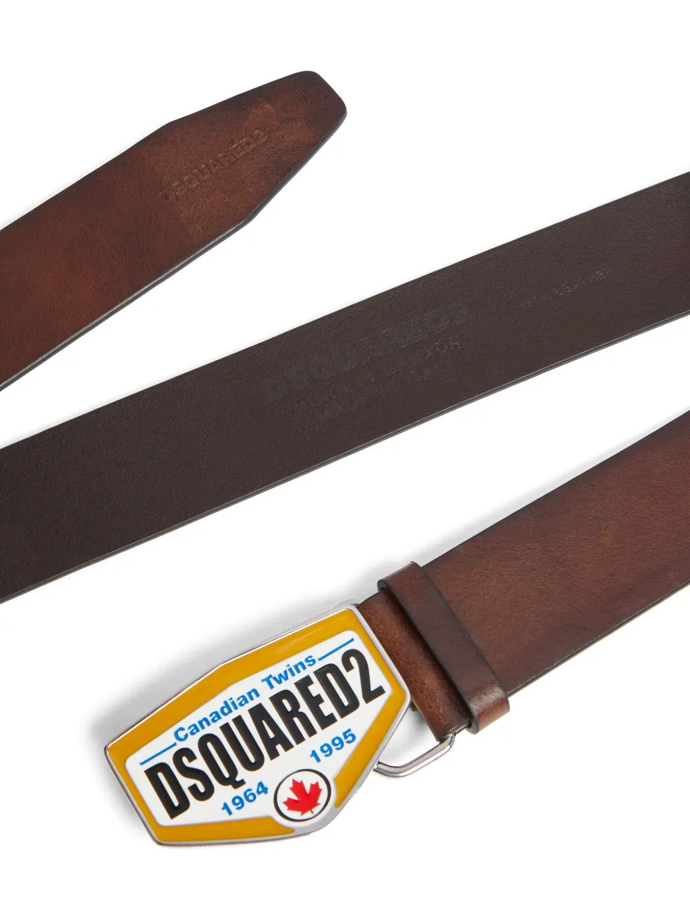 DSQUARED2 Leren riem met logogesp - Bruin