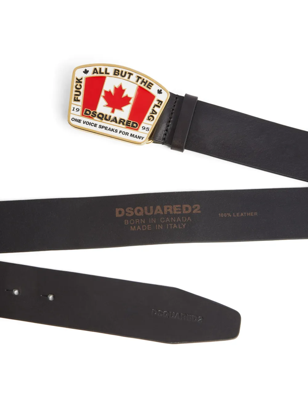 DSQUARED2 Leren riem met logogesp - Zwart
