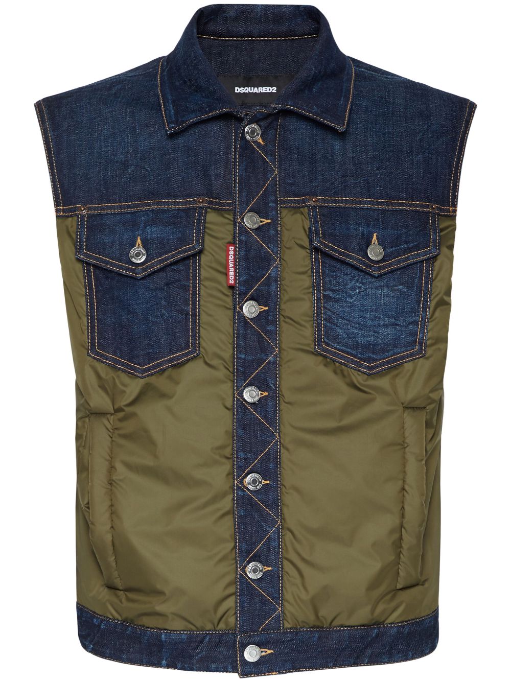 pocketed denim vest