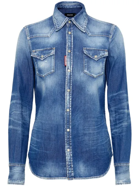DSQUARED2 camisa de mezclilla con efecto desgastado
