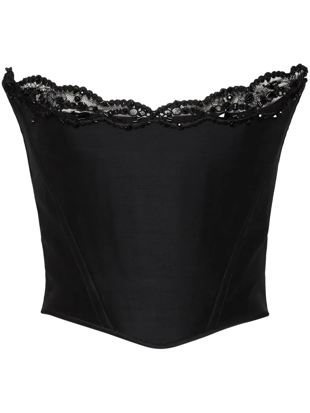 DSQUARED2 top corto estilo corset con detalle de encaje | negro | Image 1